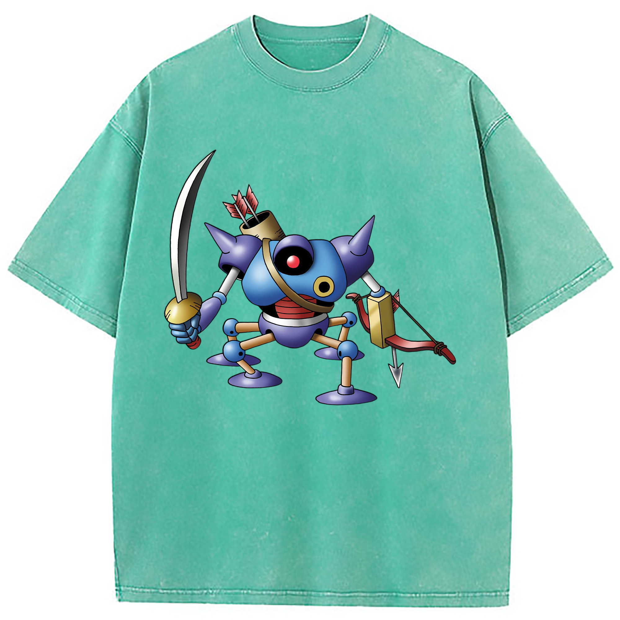 （画像用） ドラゴンクエスト Doragon Kuesuto Dragon Quest 綿100% ヴィンテージ風 半袖Tシャツ（フロントプリント）